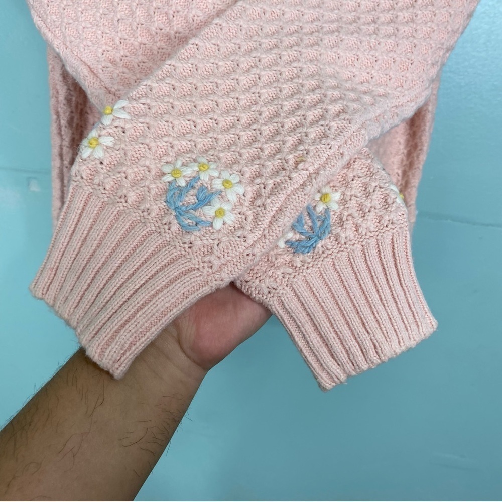 Loveshackfancy Naj Cardigan Sz XS Embroidery Floral Embroidered Pink - Picture 5 of 7